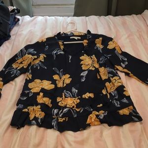 Flower patterned long sleeve top